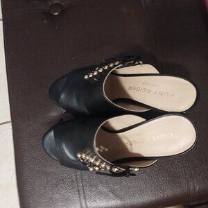 Kurt Geiger London black gold studded sexy heels wirh sexy bow